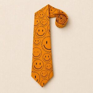Keith Daniels Necktie Jesus Loves You Happy Face Mustard Gold Black Novelty OS
